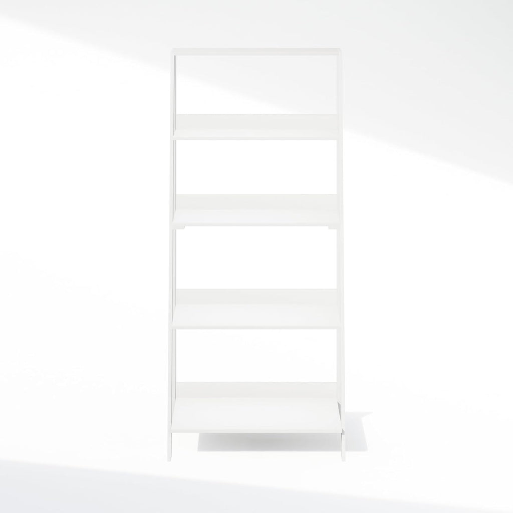 Furinno Ladder Display Shelf, 5-Tier Ladder Shelf, Ladder Bookshelf, Display Storage Shelves, 13 x 23.6 x 53.5, for Living Room, Home Office, White