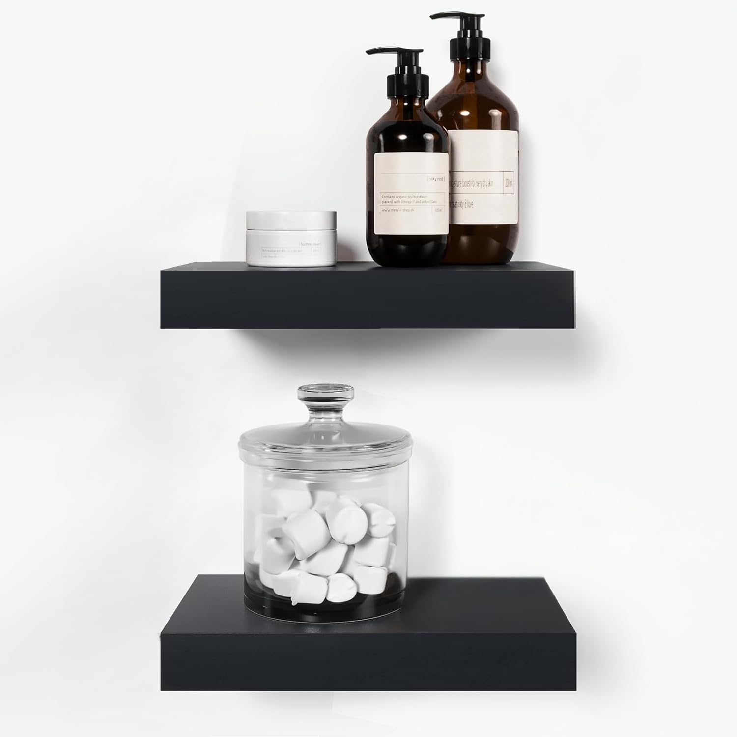 Homeforia 24inch Oak Floating Shelf for Wall, High End Solid Real Wood 24 inches Long Floating Shelves for Bathroom, Honey Oak Wooden Floating Shelves, Heavy Duty Bracket, 24 X 6.5 X 1.75 in, Set of 2