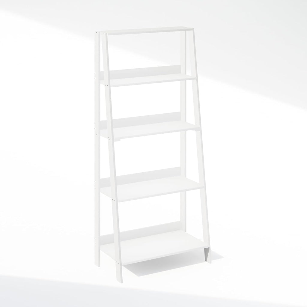 Furinno Ladder Display Shelf, 5-Tier Ladder Shelf, Ladder Bookshelf, Display Storage Shelves, 13 x 23.6 x 53.5, for Living Room, Home Office, White