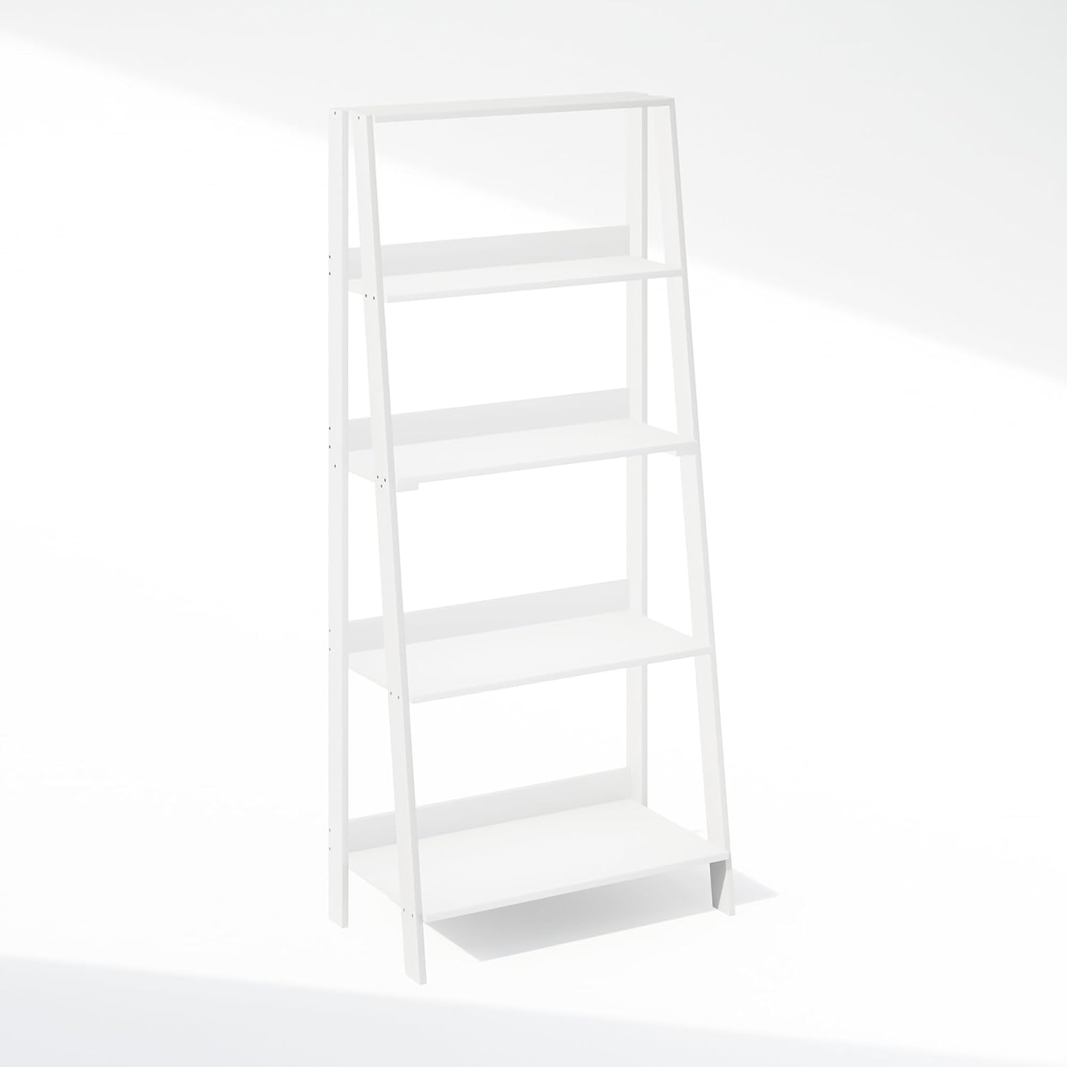 Furinno Ladder Display Shelf, 5-Tier Ladder Shelf, Ladder Bookshelf, Display Storage Shelves, 13 x 23.6 x 53.5, for Living Room, Home Office, White