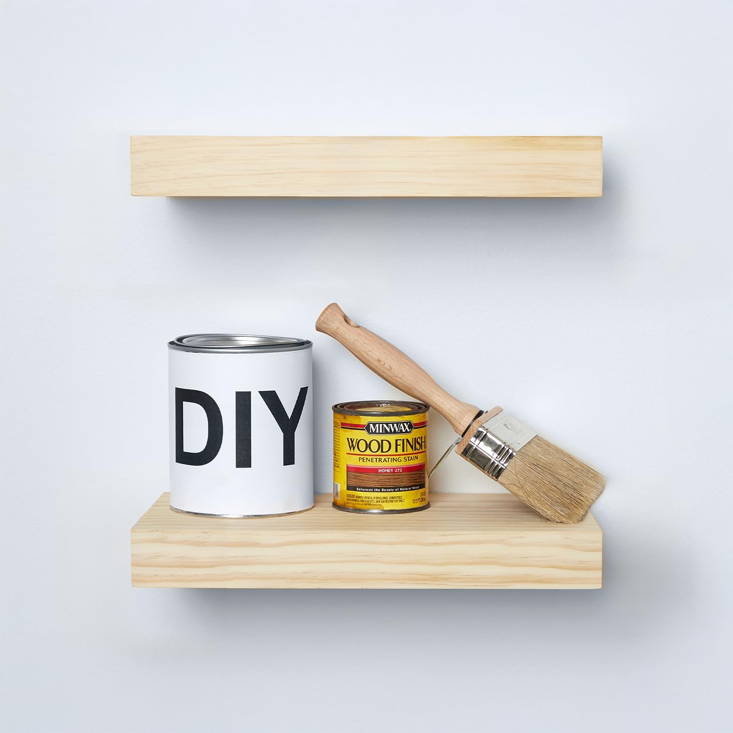 Homeforia 24inch Oak Floating Shelf for Wall, High End Solid Real Wood 24 inches Long Floating Shelves for Bathroom, Honey Oak Wooden Floating Shelves, Heavy Duty Bracket, 24 X 6.5 X 1.75 in, Set of 2