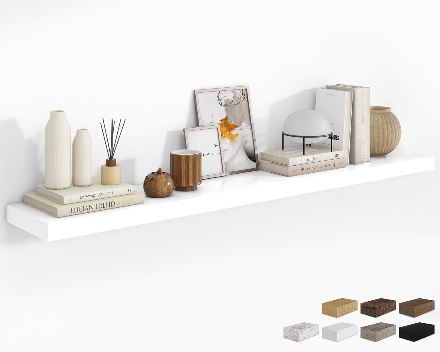 RICHFOCUS 48Inch Floating Shelves for Wall 2 Pack Shelves for Bedroom|Kitchen|Bathroom Wall Mounted Rustic Wood Floating Shelf with Invisible Brackets for Books|Storage|Decor, Walnut