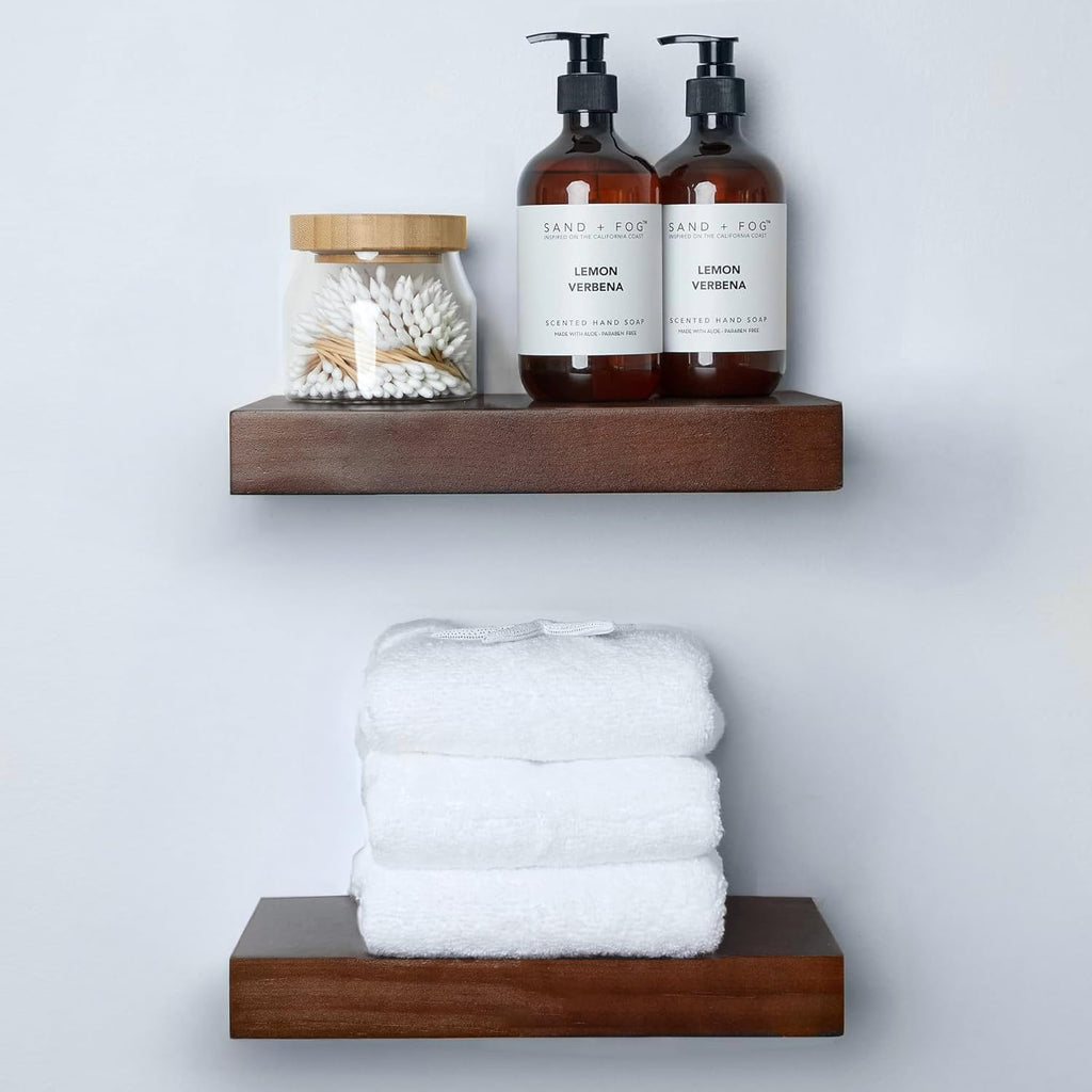 Homeforia 24inch Oak Floating Shelf for Wall, High End Solid Real Wood 24 inches Long Floating Shelves for Bathroom, Honey Oak Wooden Floating Shelves, Heavy Duty Bracket, 24 X 6.5 X 1.75 in, Set of 2