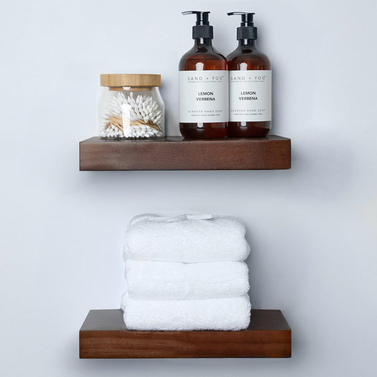 Homeforia 24inch Oak Floating Shelf for Wall, High End Solid Real Wood 24 inches Long Floating Shelves for Bathroom, Honey Oak Wooden Floating Shelves, Heavy Duty Bracket, 24 X 6.5 X 1.75 in, Set of 2