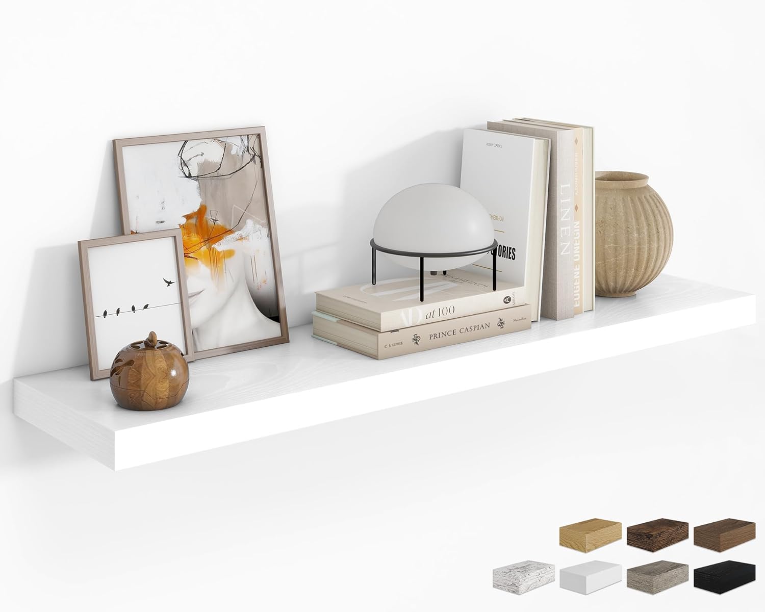 RICHFOCUS 48Inch Floating Shelves for Wall 2 Pack Shelves for Bedroom|Kitchen|Bathroom Wall Mounted Rustic Wood Floating Shelf with Invisible Brackets for Books|Storage|Decor, Walnut