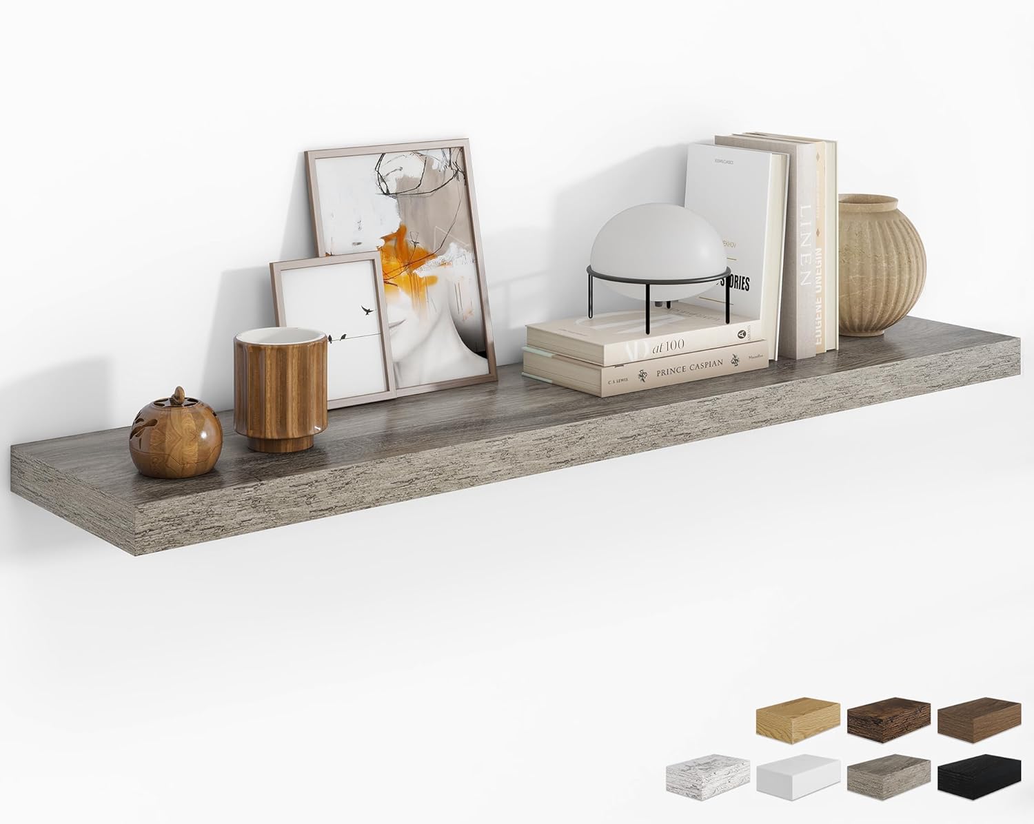 RICHFOCUS 48Inch Floating Shelves for Wall 2 Pack Shelves for Bedroom|Kitchen|Bathroom Wall Mounted Rustic Wood Floating Shelf with Invisible Brackets for Books|Storage|Decor, Walnut