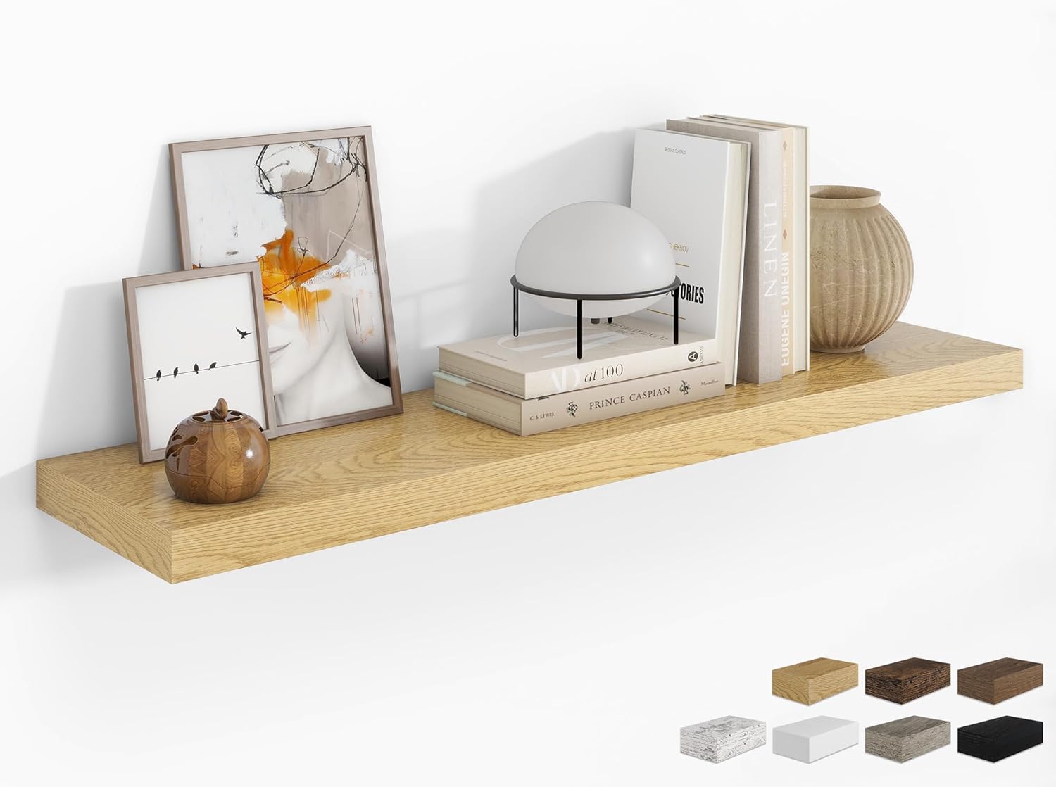 RICHFOCUS 48Inch Floating Shelves for Wall 2 Pack Shelves for Bedroom|Kitchen|Bathroom Wall Mounted Rustic Wood Floating Shelf with Invisible Brackets for Books|Storage|Decor, Walnut