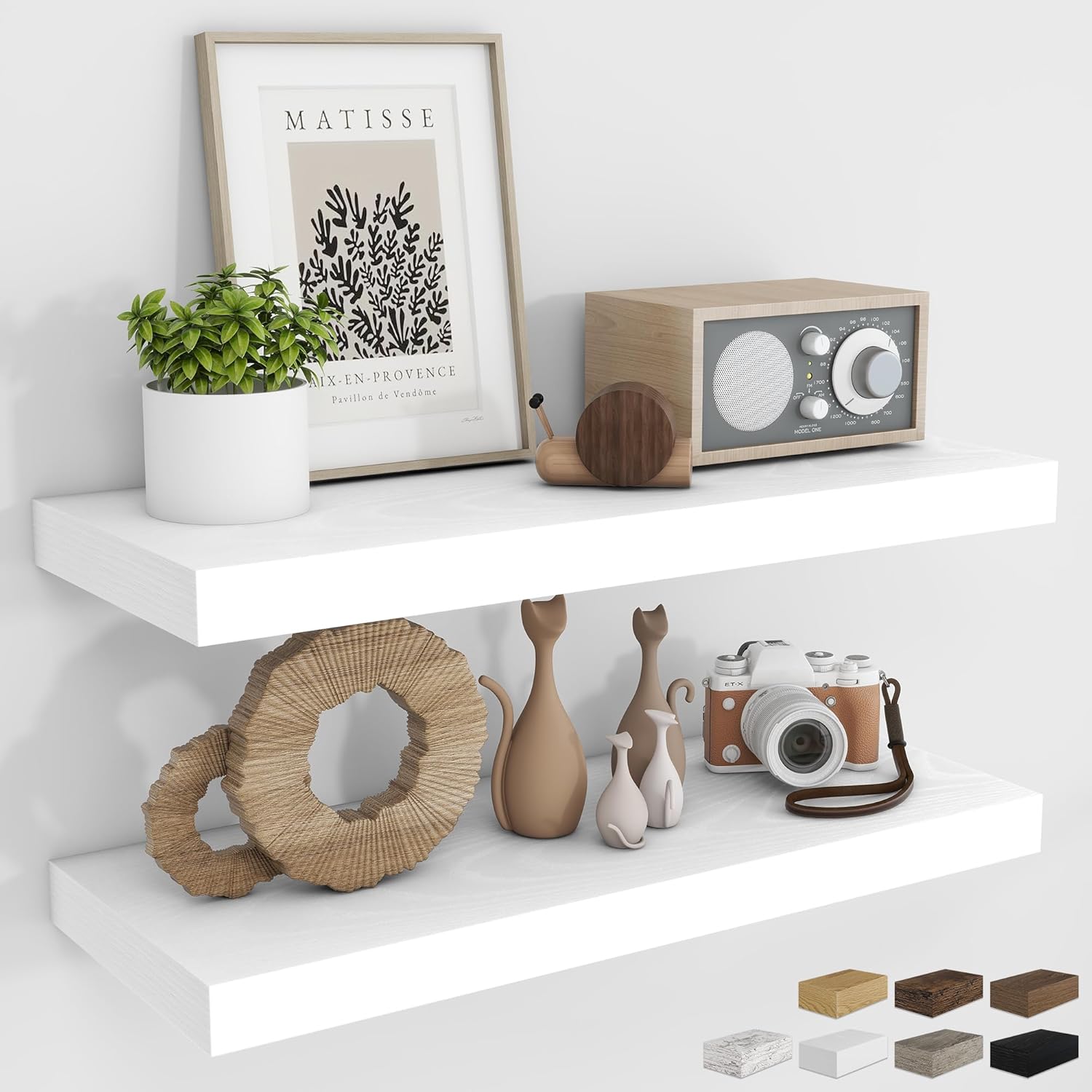 RICHFOCUS 48Inch Floating Shelves for Wall 2 Pack Shelves for Bedroom|Kitchen|Bathroom Wall Mounted Rustic Wood Floating Shelf with Invisible Brackets for Books|Storage|Decor, Walnut