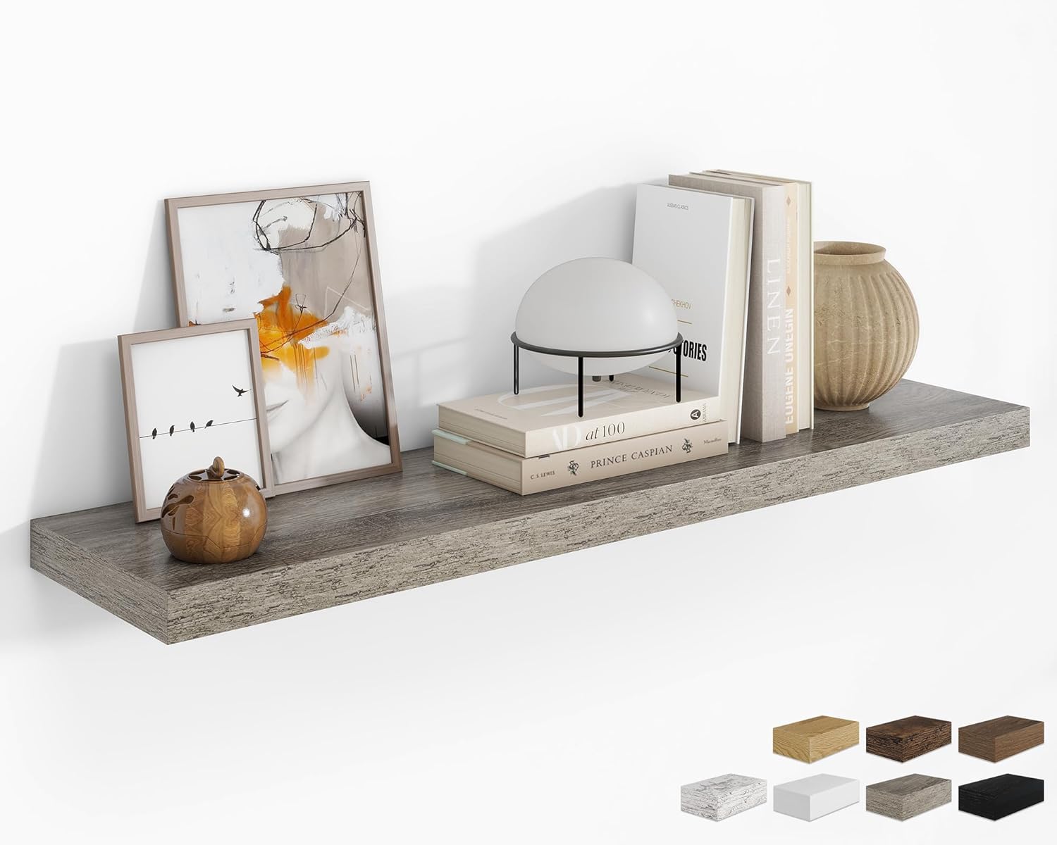 RICHFOCUS 48Inch Floating Shelves for Wall 2 Pack Shelves for Bedroom|Kitchen|Bathroom Wall Mounted Rustic Wood Floating Shelf with Invisible Brackets for Books|Storage|Decor, Walnut