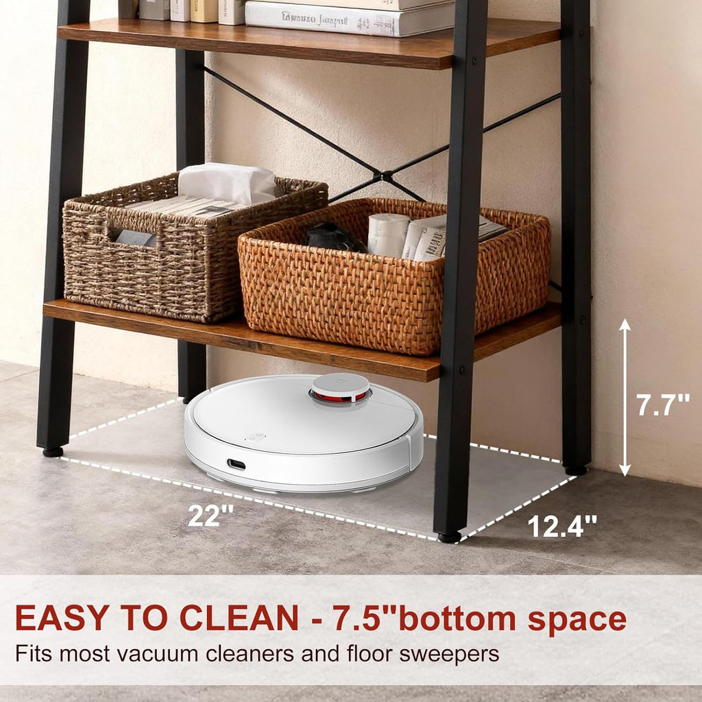 DUMOS Ladder Shelf, 4-Tier Display Bookshelf, Industrial Style Storage Standing Shelf, Decorative Shelves with Stable Frame for Living Room, Bedroom, Office, Kitchen, Bathroom, Brown