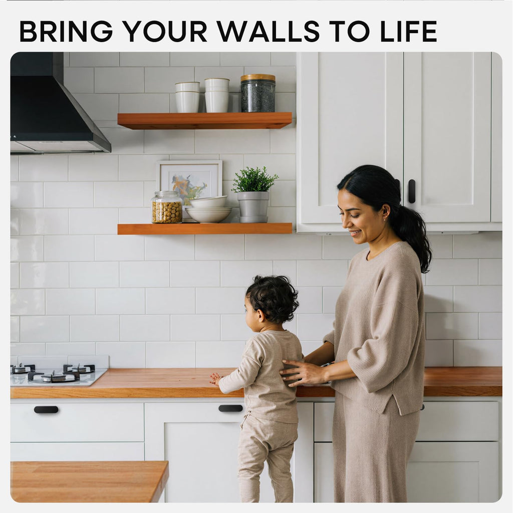 Homeforia 24inch Oak Floating Shelf for Wall, High End Solid Real Wood 24 inches Long Floating Shelves for Bathroom, Honey Oak Wooden Floating Shelves, Heavy Duty Bracket, 24 X 6.5 X 1.75 in, Set of 2