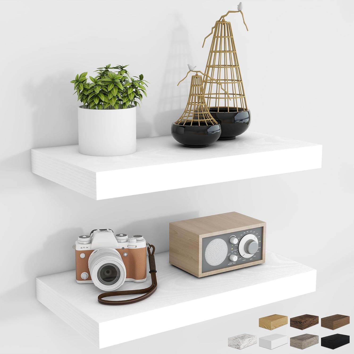 RICHFOCUS 48Inch Floating Shelves for Wall 2 Pack Shelves for Bedroom|Kitchen|Bathroom Wall Mounted Rustic Wood Floating Shelf with Invisible Brackets for Books|Storage|Decor, Walnut