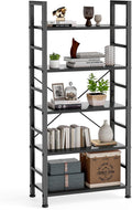 DUMOS Ladder Shelf, 4-Tier Display Bookshelf, Industrial Style Storage Standing Shelf, Decorative Shelves with Stable Frame for Living Room, Bedroom, Office, Kitchen, Bathroom, Brown