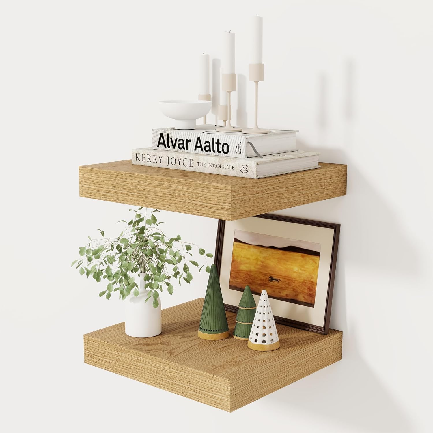 12 Inch Deep White Floating Shelves, 24 x 12 Floating Shelf for Books, Rustic Wood Deep Wall Shelves for Home Storage & Display, 2" Thicked Shelves for Kitchen, Living Room, Bedroom, 1 Pack