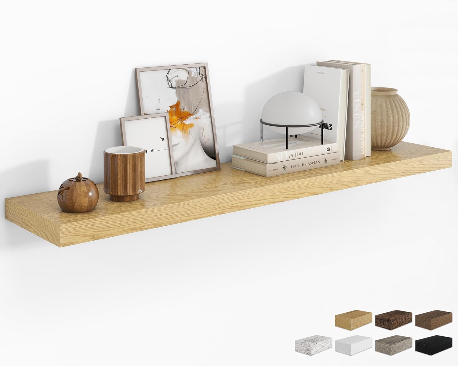 RICHFOCUS 48Inch Floating Shelves for Wall 2 Pack Shelves for Bedroom|Kitchen|Bathroom Wall Mounted Rustic Wood Floating Shelf with Invisible Brackets for Books|Storage|Decor, Walnut