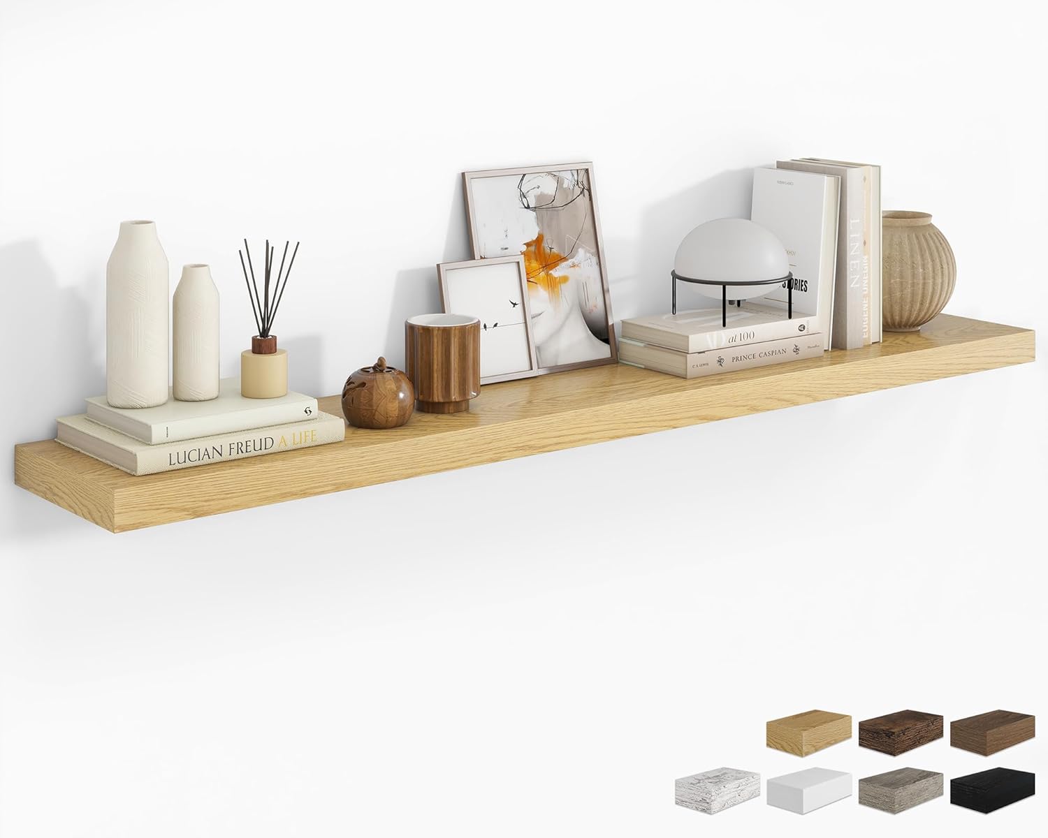 RICHFOCUS 48Inch Floating Shelves for Wall 2 Pack Shelves for Bedroom|Kitchen|Bathroom Wall Mounted Rustic Wood Floating Shelf with Invisible Brackets for Books|Storage|Decor, Walnut