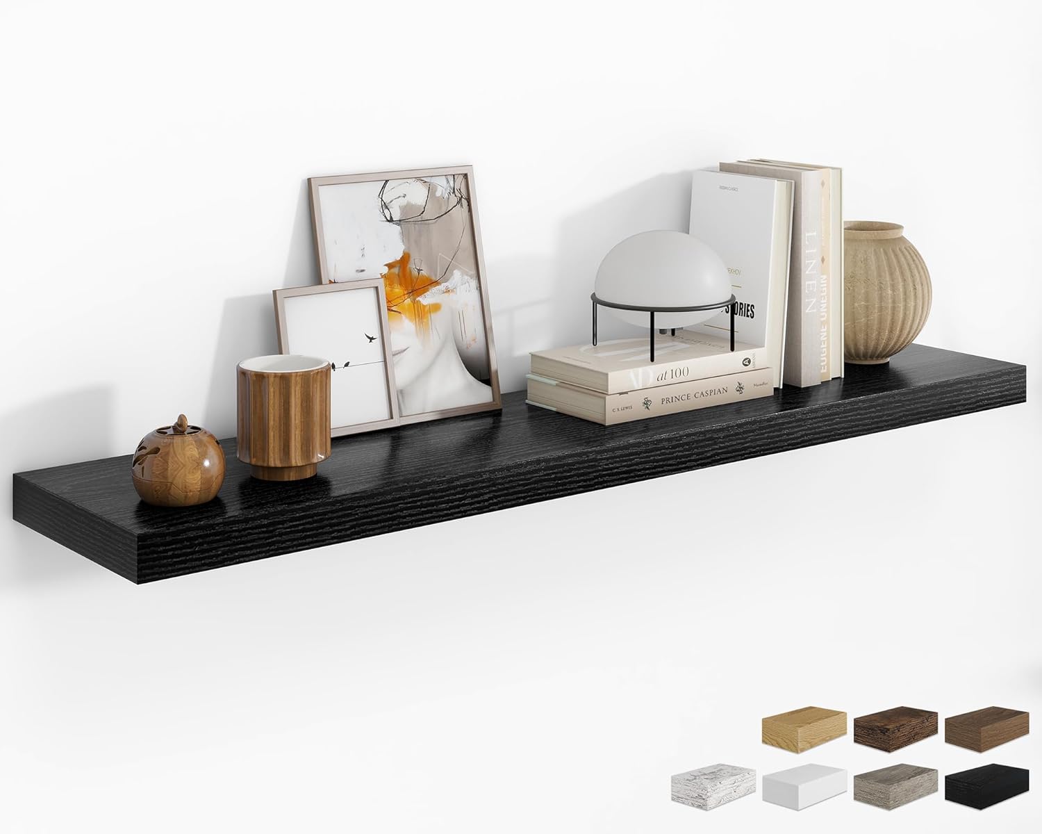 RICHFOCUS 48Inch Floating Shelves for Wall 2 Pack Shelves for Bedroom|Kitchen|Bathroom Wall Mounted Rustic Wood Floating Shelf with Invisible Brackets for Books|Storage|Decor, Walnut