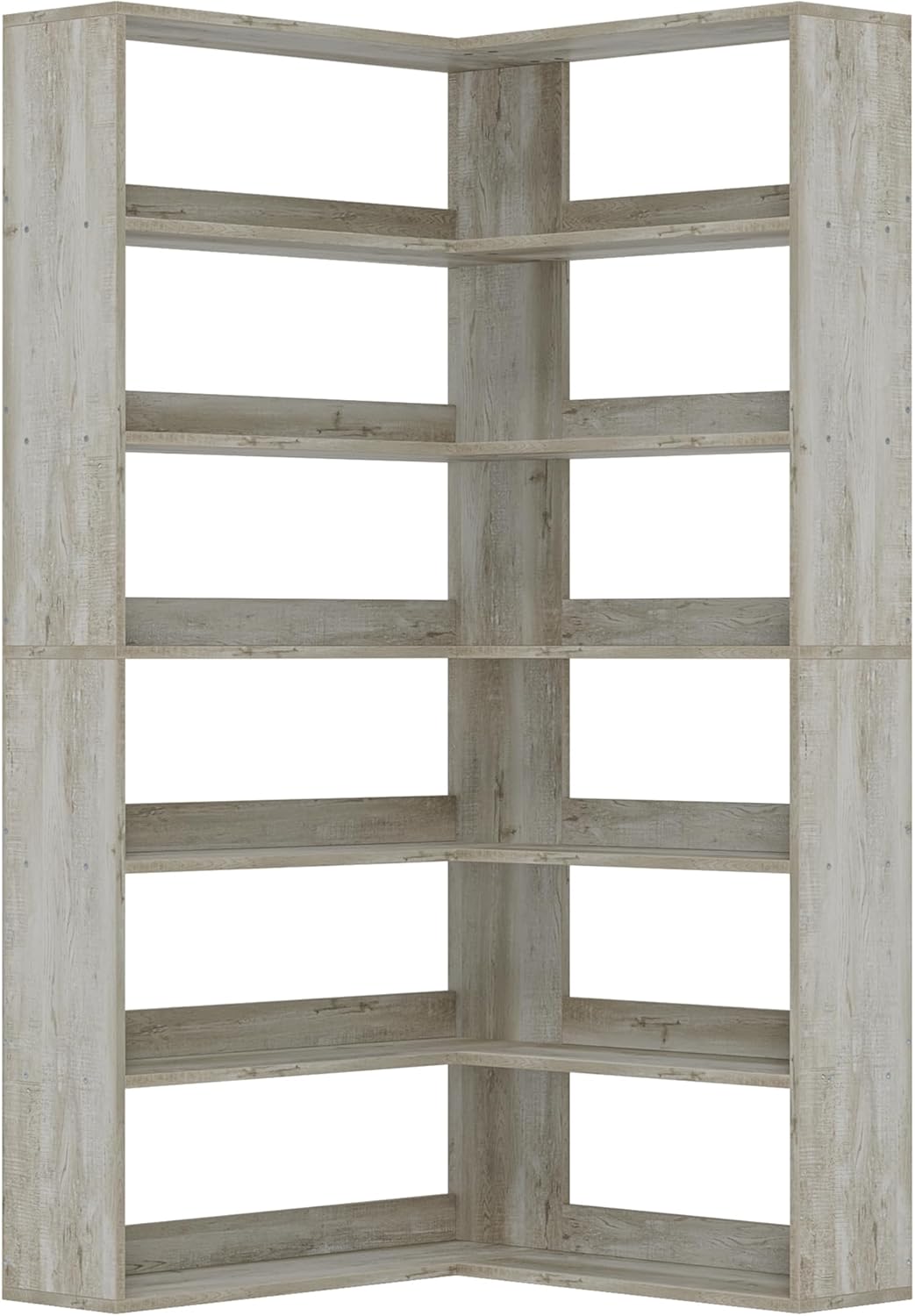 IRONCK Corner Bookshelf, Bookshelves 6 Tiers with Baffles Industrial Large Corner Etagere Bookcase Storage Display Rack for Living Room Home Office