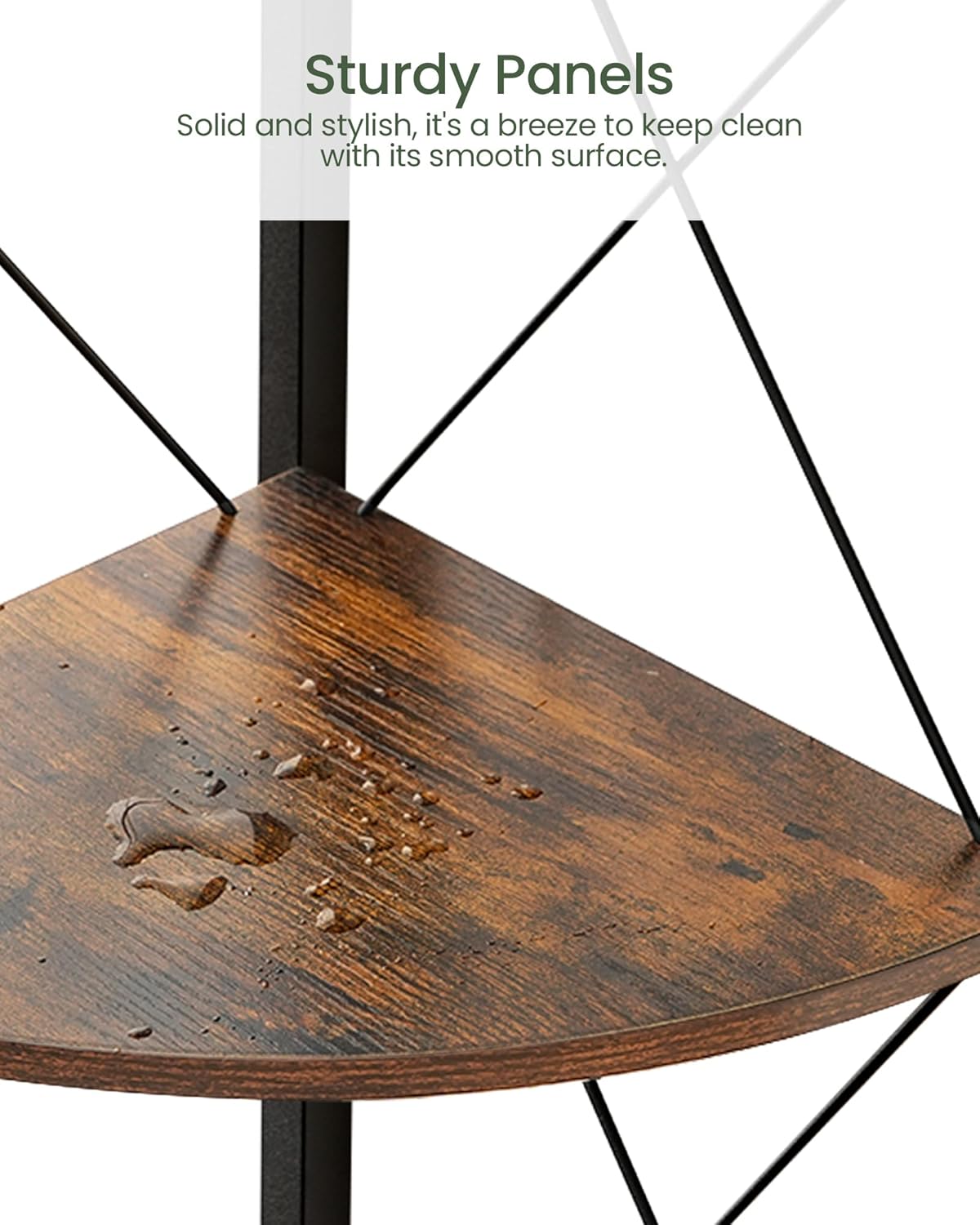 59.4" Corner Shelf, 5-Tier Industrial Corner Bookshelf, Corner Storage Stand, Plant Stand Display Shelf, Bookcase for Bedroom, Living Room, Home Office, Rustic Brown and Black TCJ10BF