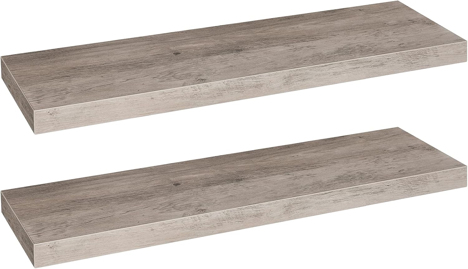 HOOBRO Floating Shelves for Wall, Wall Mounted Shelf Set of 2, 23.6" Hanging Shelf with Invisible Brackets, for Wall in Bathroom, Bedroom, Toilet, Kitchen, Living Room, Office, Rustic Brown BF60BJ01