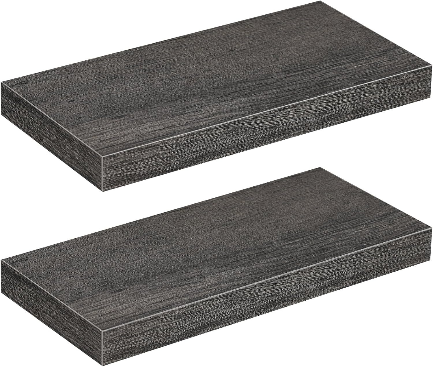 HOOBRO Floating Shelves for Wall, Wall Mounted Shelf Set of 2, 23.6" Hanging Shelf with Invisible Brackets, for Wall in Bathroom, Bedroom, Toilet, Kitchen, Living Room, Office, Rustic Brown BF60BJ01