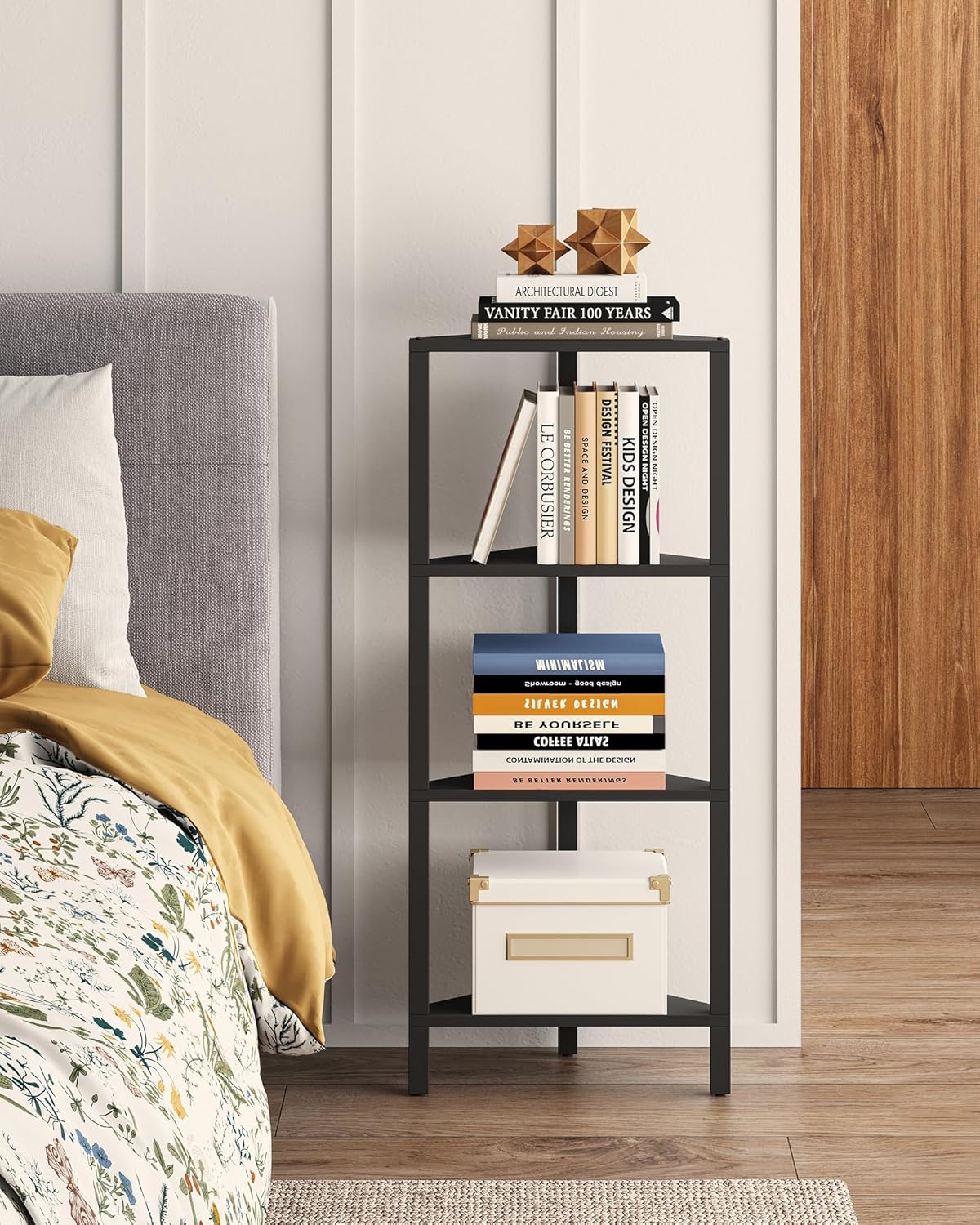 TUTOTAK 6-Tier Corner Bookshelf with LED Light,Corner Shelf for Small Space, Narrow Display Corner Shelf Stand with Storage Rack, for Living Room, Bedroom, Pure White V1BS05BW006L