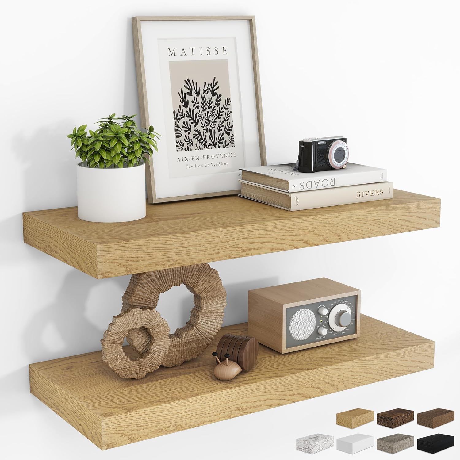 RICHFOCUS 48Inch Floating Shelves for Wall 2 Pack Shelves for Bedroom|Kitchen|Bathroom Wall Mounted Rustic Wood Floating Shelf with Invisible Brackets for Books|Storage|Decor, Walnut