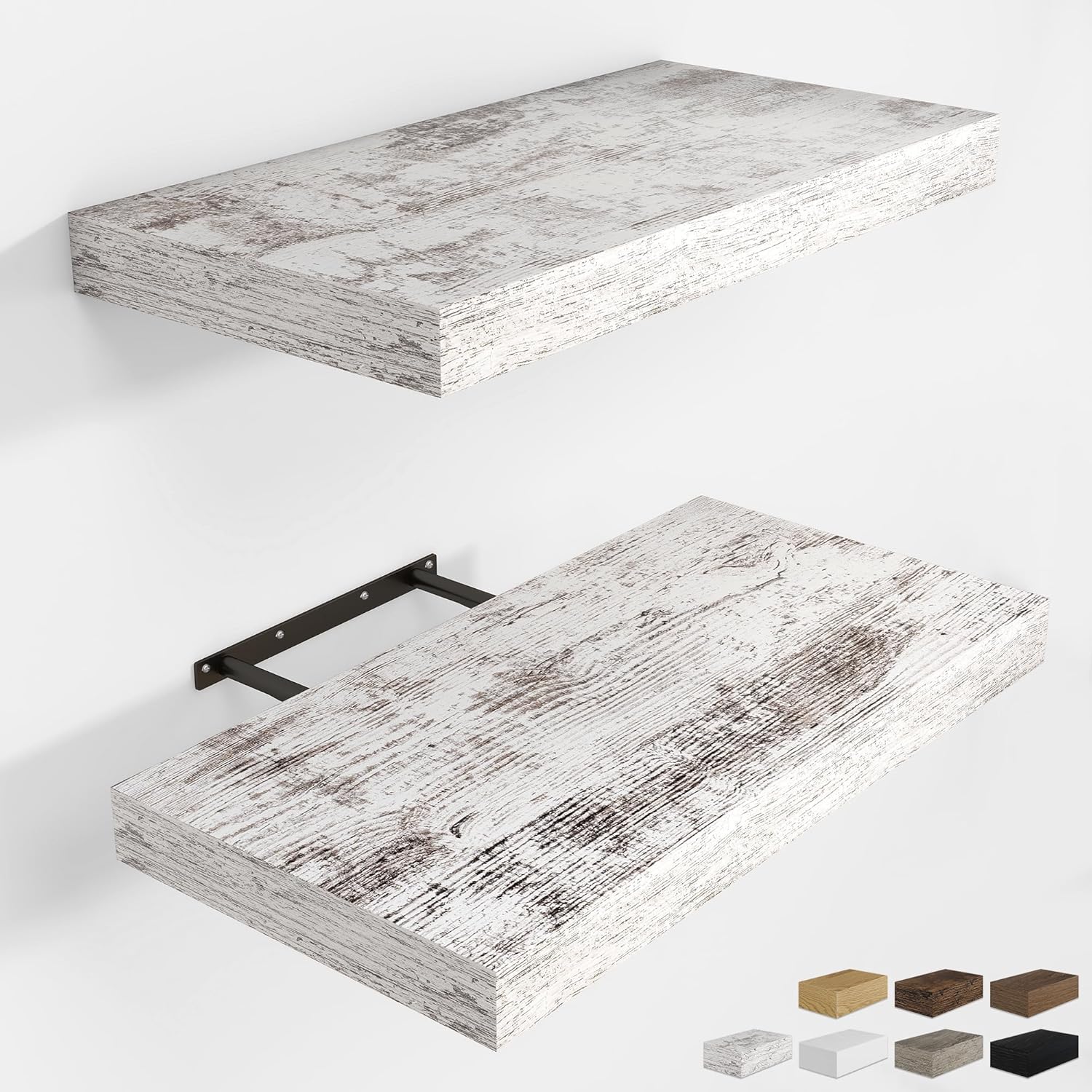 RICHFOCUS 48Inch Floating Shelves for Wall 2 Pack Shelves for Bedroom|Kitchen|Bathroom Wall Mounted Rustic Wood Floating Shelf with Invisible Brackets for Books|Storage|Decor, Walnut