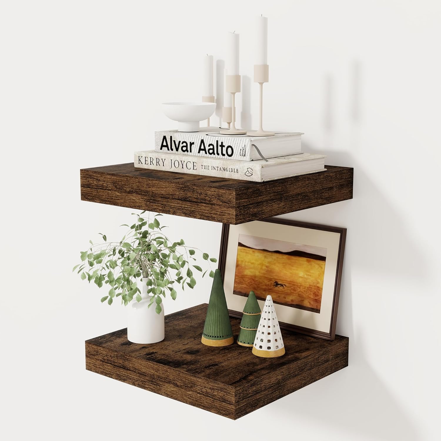 12 Inch Deep White Floating Shelves, 24 x 12 Floating Shelf for Books, Rustic Wood Deep Wall Shelves for Home Storage & Display, 2" Thicked Shelves for Kitchen, Living Room, Bedroom, 1 Pack