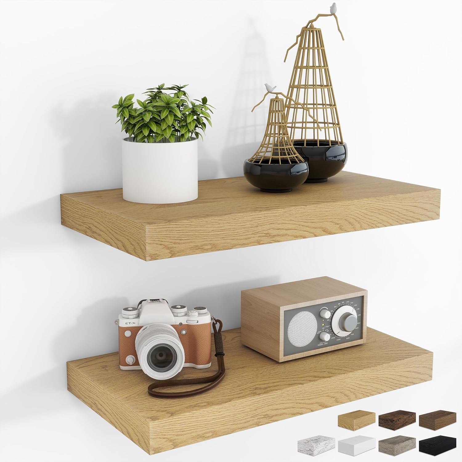 RICHFOCUS 48Inch Floating Shelves for Wall 2 Pack Shelves for Bedroom|Kitchen|Bathroom Wall Mounted Rustic Wood Floating Shelf with Invisible Brackets for Books|Storage|Decor, Walnut